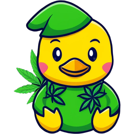 Duck with cannabis emoji