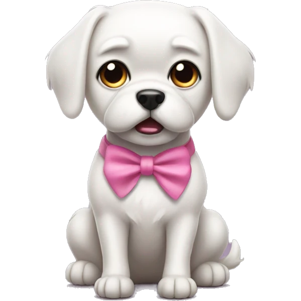 Small White angry Dog with pink bow emoji