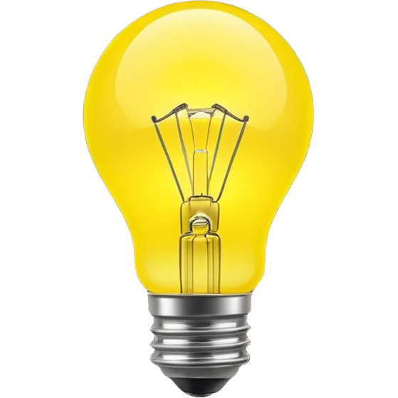Generate a high-quality image of a glowing neon yellow light bulb, bright vibrant color, realistic glow effect, smooth gradient colors, no human figures, no facial features, no brand markings, simple dark background, high-resolution.
 emoji