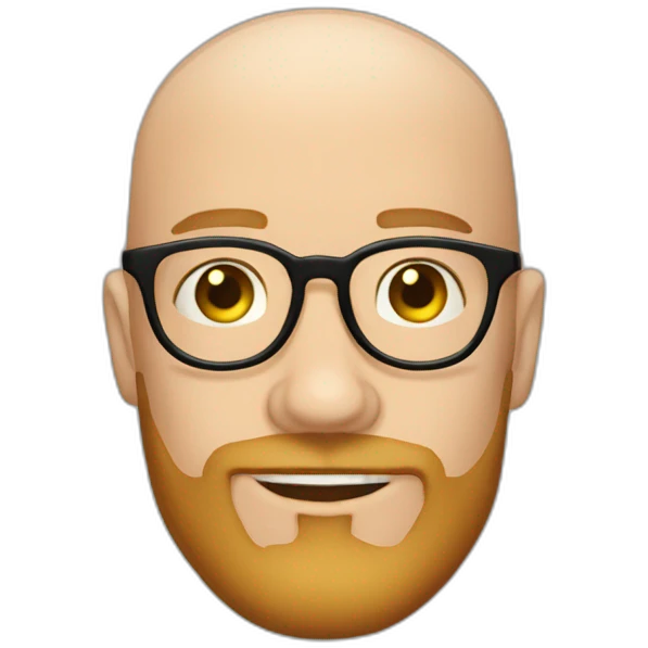 Bald caucasian 30 somethings with round glasses and beard emoji