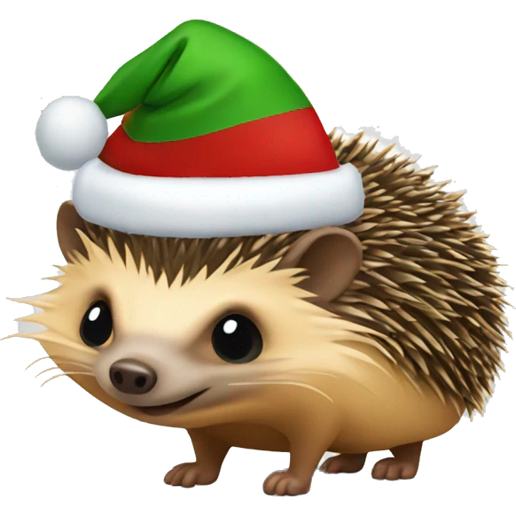 Hedge hog with Christmas hat  emoji
