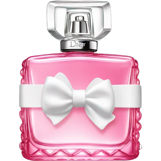 Pink Miss Dior perfume bottle with a small white bow on the lid emoji
