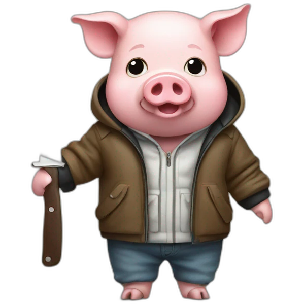pig in jacket with a knife emoji