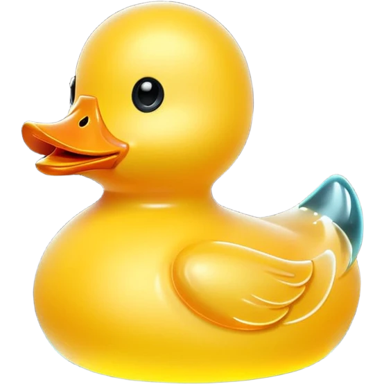 rubber duck,  minimalistic yellow transparent glass 3d neon glowing emoji