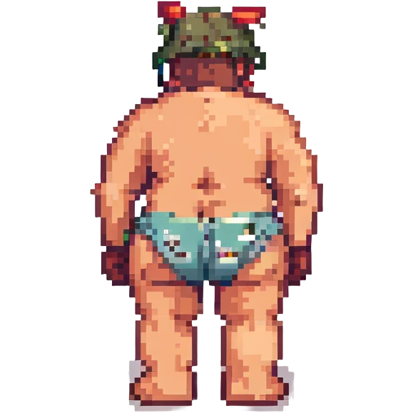 cheeky cartoon character showing a bare bottom, comical and non-explicit, minimal pixel details emoji
