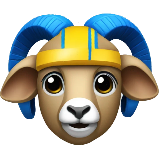 Ram wearing a blue and yellow football helmet  emoji