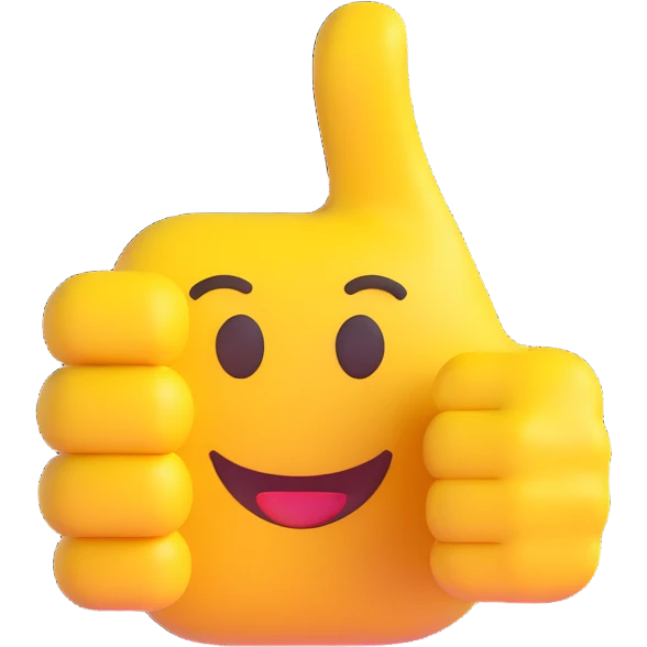 yellow thumbs up emoji in Windows 11 style, facing left, identical to the standard Windows 11 thumbs up emoji but mirrored to face left emoji
