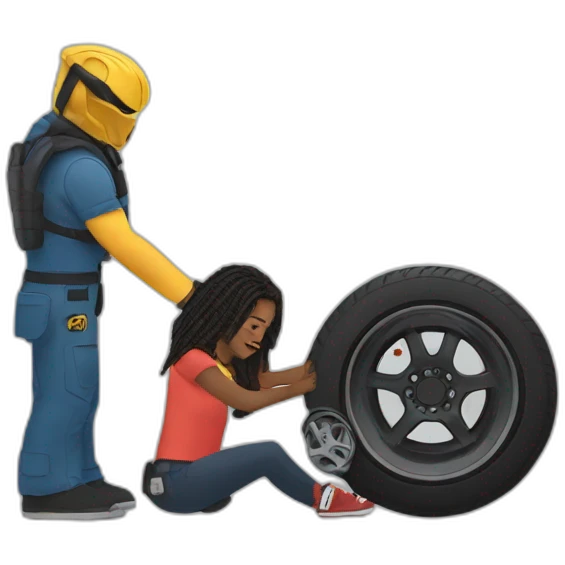 the predator changing a car tyre emoji