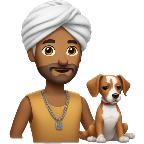 Turban man with dog emoji