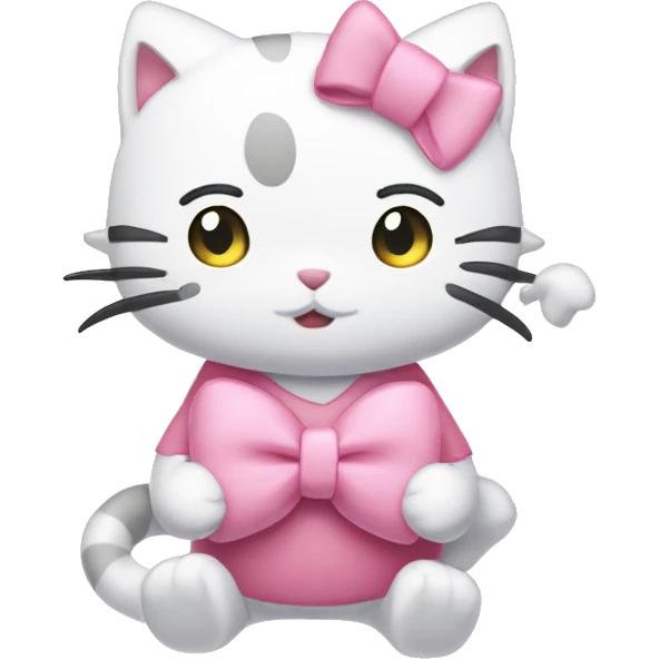 adorable cat in pink bow emoji