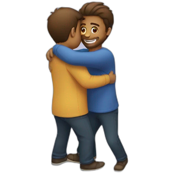 Male hug to another male  emoji