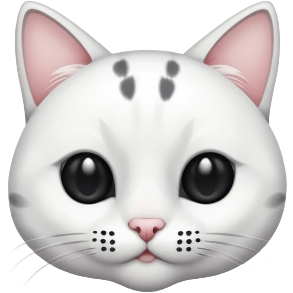 white cat with three black spots on its face, simple and clear design emoji