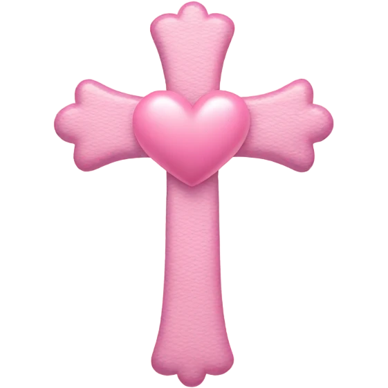 cross with heart and bow in pastell pink emoji