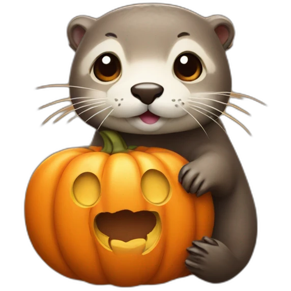 Cute Otter pumpkin emoji