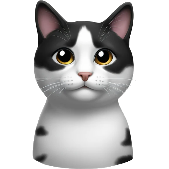 black and white cat with black chin add spot under bottom lip emoji