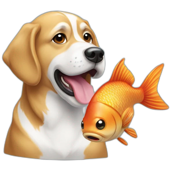 Chien sur un poisson emoji