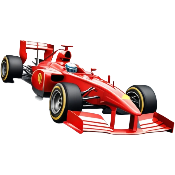 An icon showing a Formula 1 car racing down a track, with speed lines trailing behind. The design captures the intensity of high-speed racing, with sharp curves and bright track lights in the background. Transparent background highlights the action and excitement of racing. emoji