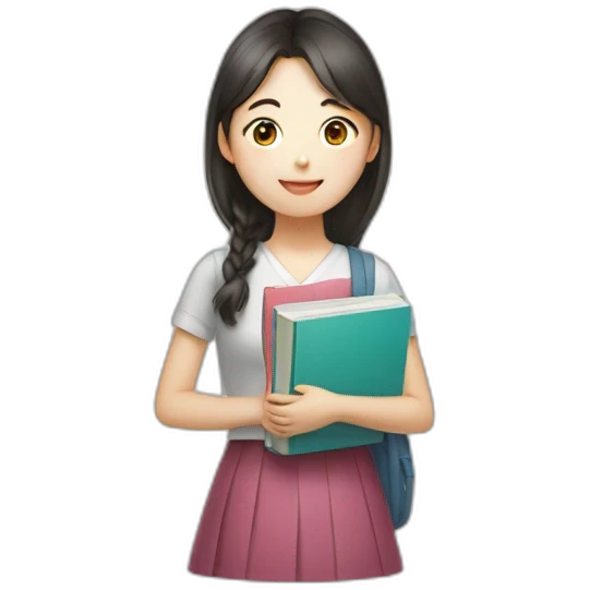 korean girl with textbooks emoji