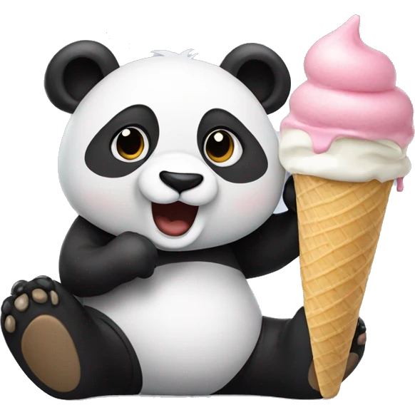 Panda eating ice cream emoji