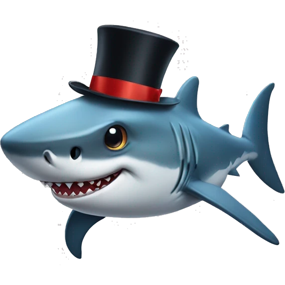 Shark with a top hat emoji