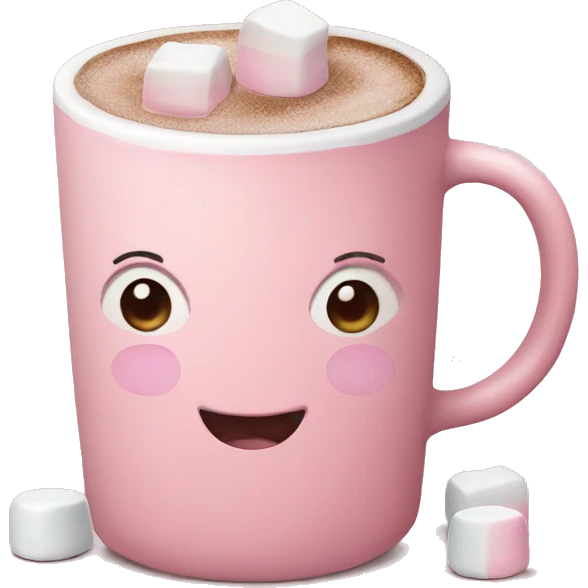 Light Pink mug of hot chocolate with marshmallows  emoji