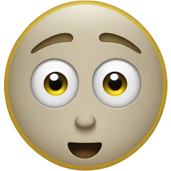 Jellow circle dot like an emoji but hallway the face turned to the side you can see two eye judjing your behaviour with a serious expression mouth  emoji