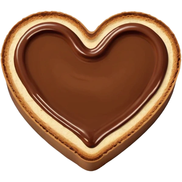 slice of bread shaped like a heart covered in nutella spread emoji