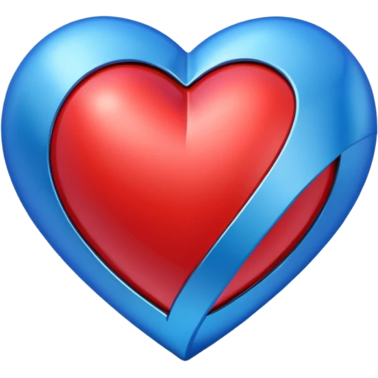 A geometric red 3D heart with a geometric blue star inside emoji