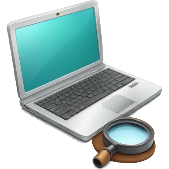 laptop with a magnifying glass emoji