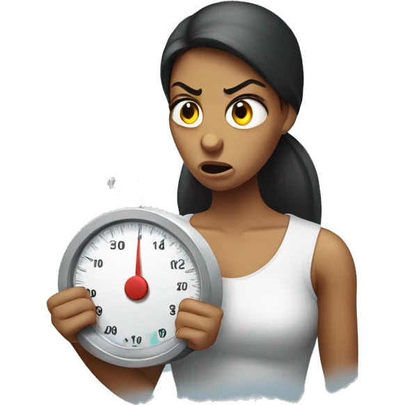 angry woman holding a bathroom scale emoji
