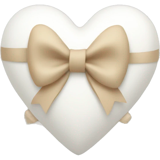 white heart with beige bow emoji