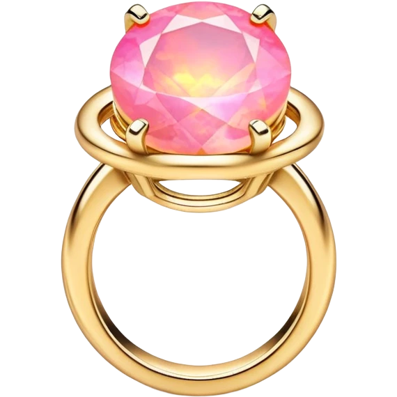 change the silver setting and jump ring to gold, keep the round cut pink fire opal and Y2K style, extreme close-up, emoji style emoji