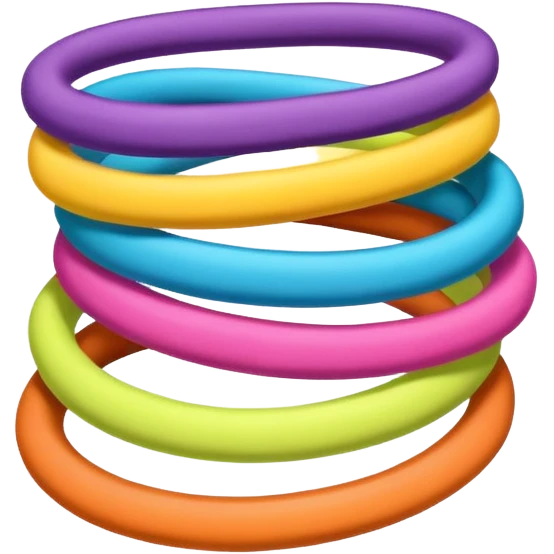 hair tie for tying hair，colourful，三根叠在一起，交错着叠 emoji