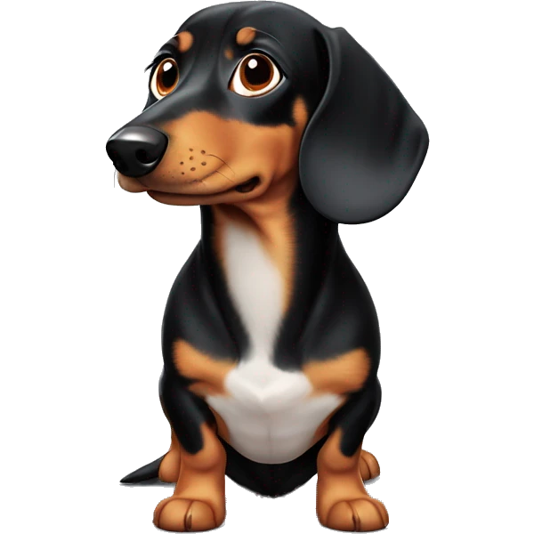 Weiner dog with Luna name tag emoji