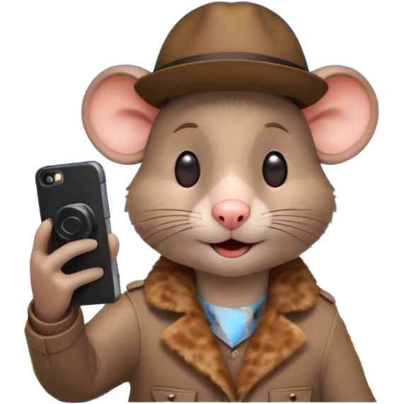 Rat tourist taking selfie in front of Eiffel Tower emoji