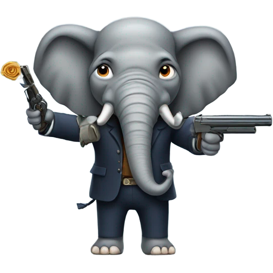 elephant with shortgun emoji