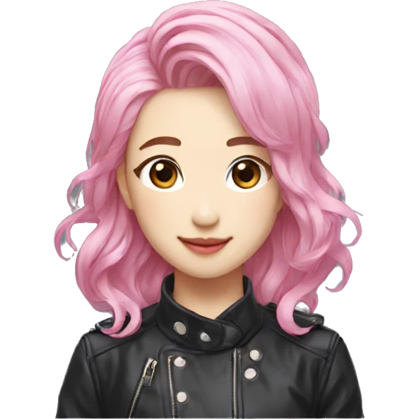 k-pop idol wink pink hair emoji