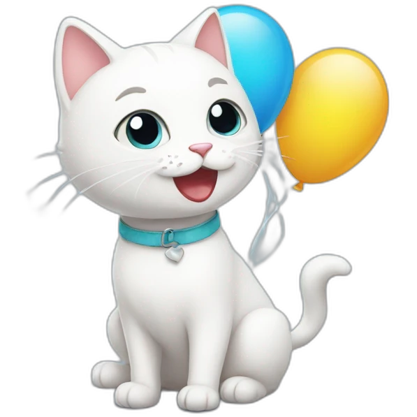 white-cat-Celebrating-balloons  emoji