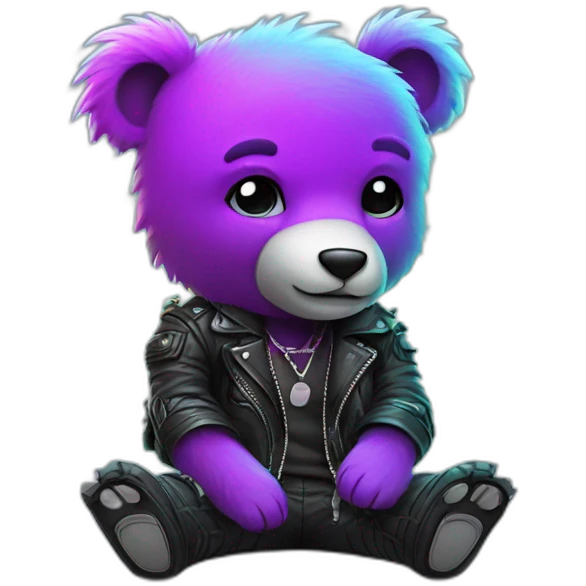 neon punk bear sitting emoji