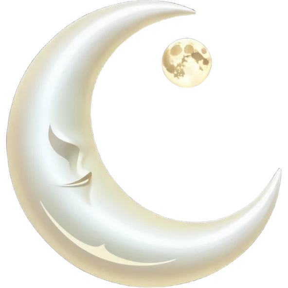 “A luxurious ultra-detailed 3D crescent moon with a high-gloss pearlescent surface, smooth reflective texture, soft glowing rim light, cinematic studio lighting, subtle light bloom, realistic depth and curvature, , floating in dark space, minimal composition,  no backgrund only no face simple emoji