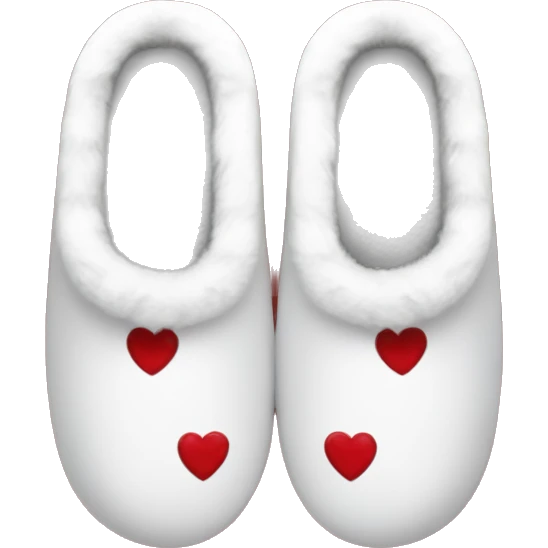fur white slippers with red hearts emoji