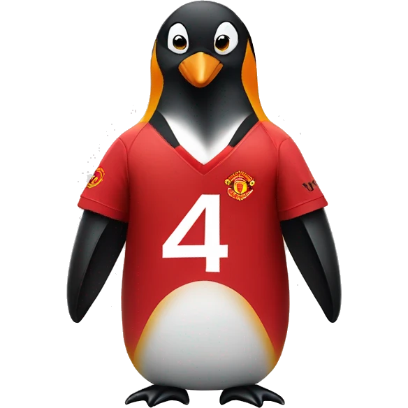 penguin wearing a manchester united jersey emoji
