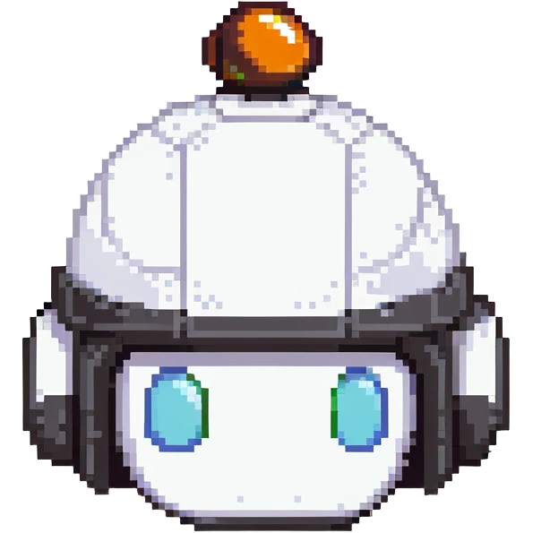 Black bomberman head only, sleek helmet with sharp antenna, cool white face, mysterious eyes, pixel art style emoji