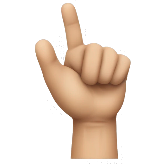 hand emoji, index finger, thumb, middle finger pointed outwards, the other 2 fingers resting in a fist emoji