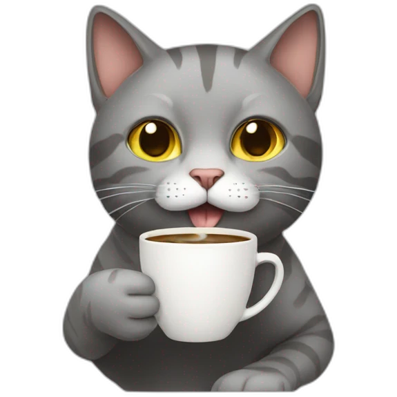 Cat drinks coffee emoji