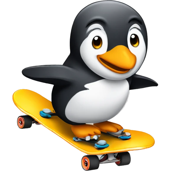 Penguin skate boarding  emoji