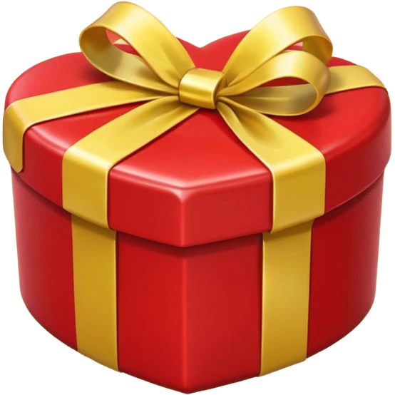 Cute kawaii sparkly shiny glossy romantic nifty precious neat aesthetic Heart-shaped red gift box present with yellow wrapping emoji