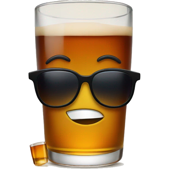 Emoji with sunglasses and a glas of whiskey emoji