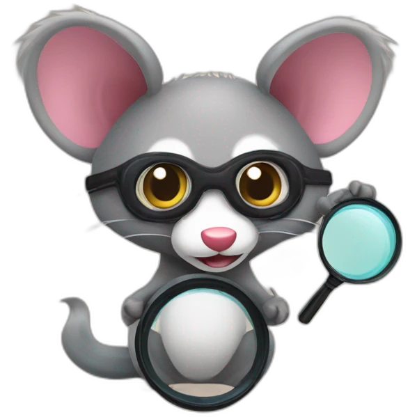 opposum with looking in magnifying glass emoji