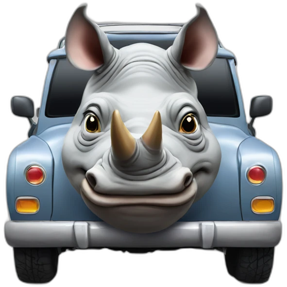 Rhinoceros on car emoji